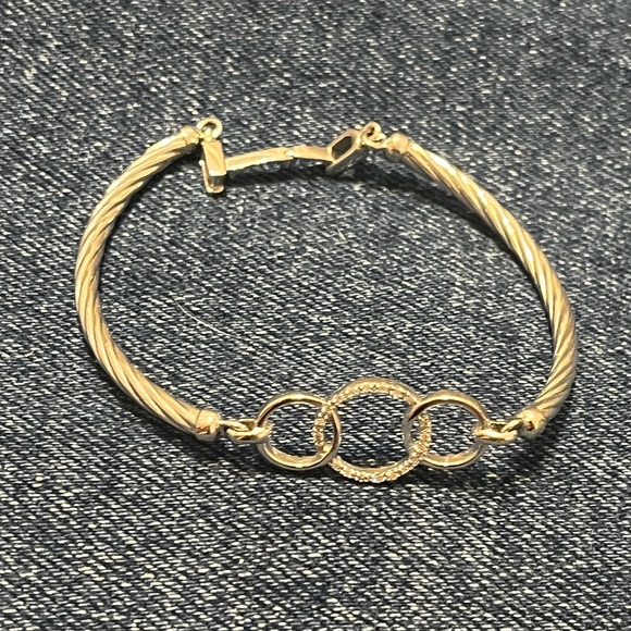 David Yurman look alike silver and rhinestone bracelet - Picture 1 of 1